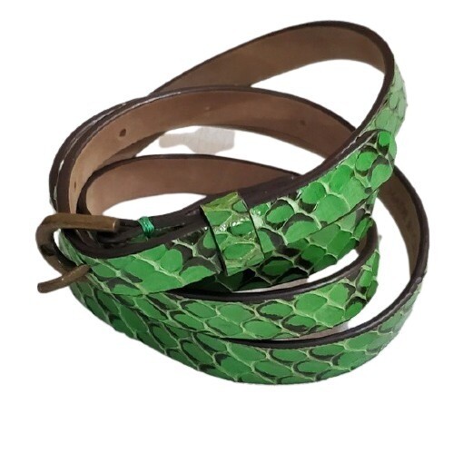 Ann Taylor Green Snakeprint Skinny Belt (M) #652