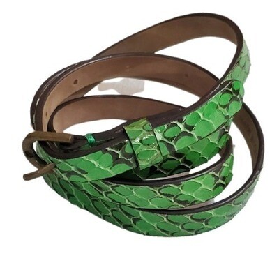 Ann Taylor Green Snakeprint Skinny Belt (M) #652