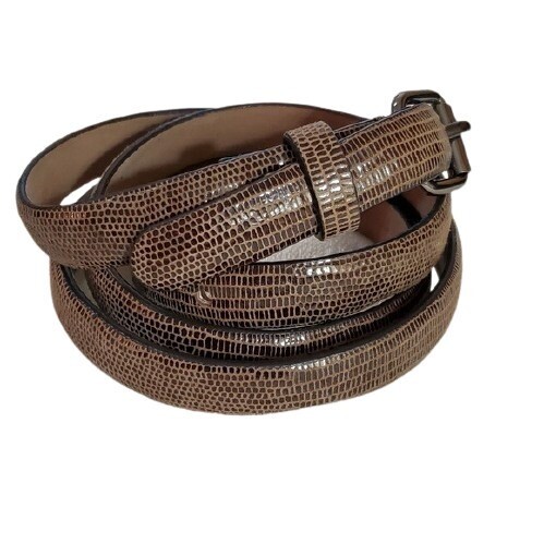 Ann Taylor Brown Snake Print Skinny Belt - M #1354