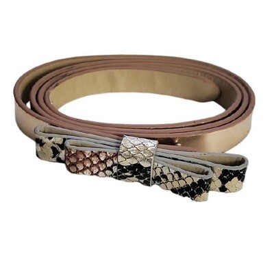 LOFT Gold Animal Print Bow Belt sz M #1303