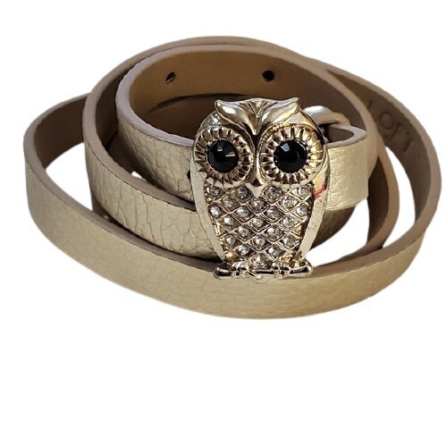 LOFT Owl Rhinestone Critter Skinny Belt M #1319