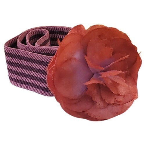 LOFT Pink Stripe Floral Stretch Belt #756