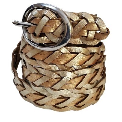 Gold/Silver Braid Skinny Belt sz M #1329