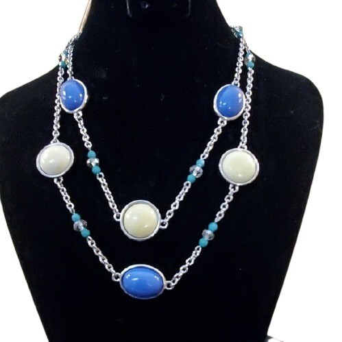 LOFT Blue Yellow Bead Necklace #607