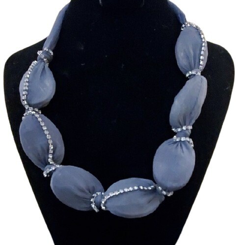 LOFT Grey Mesh Covered Gem Choker #610