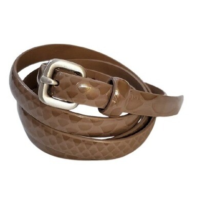 LOFT Taupe Patent Skinny Belt sz M #1324