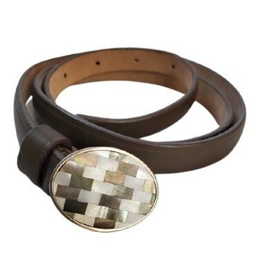LOFT Brown Design Buckle Skinny Belt M #1326