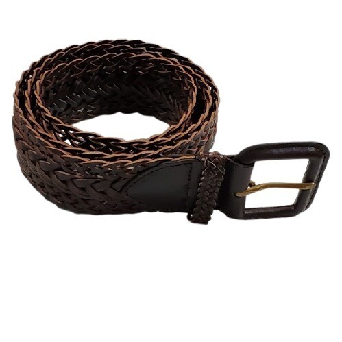 LOFT Brown Leather Braid Belt (M) #764