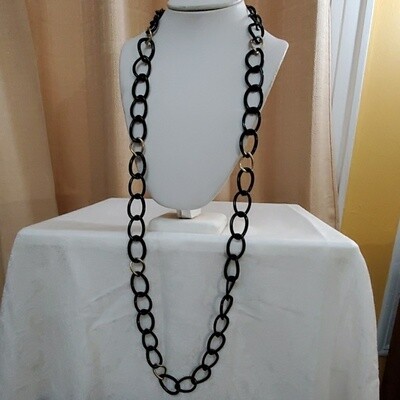 LOFT Black Gold Resin Chainlink Necklace #732