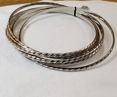 LOFT Textured Silver Bangle Set #309