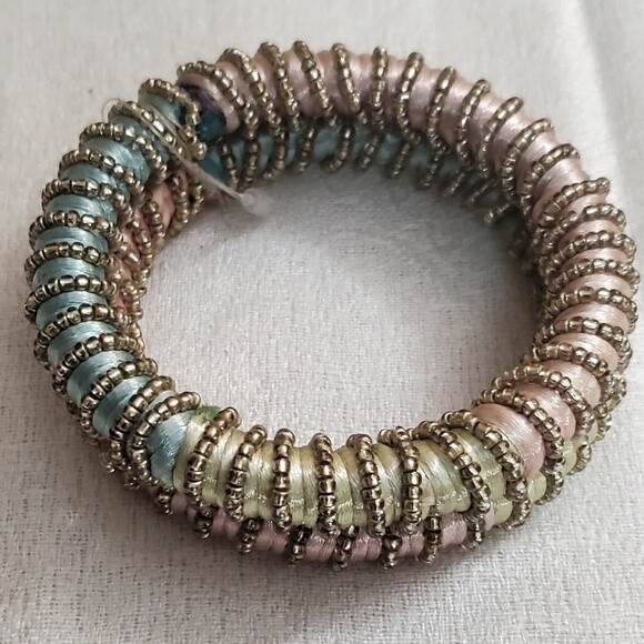 LOFT Pink/Blue Bead Bangle Bracelet Set #516