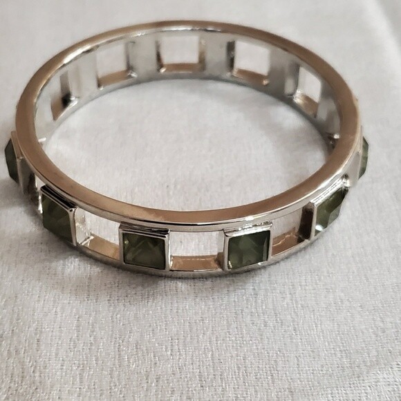 Ann Taylor Green Silver Bangle Bracelet #511