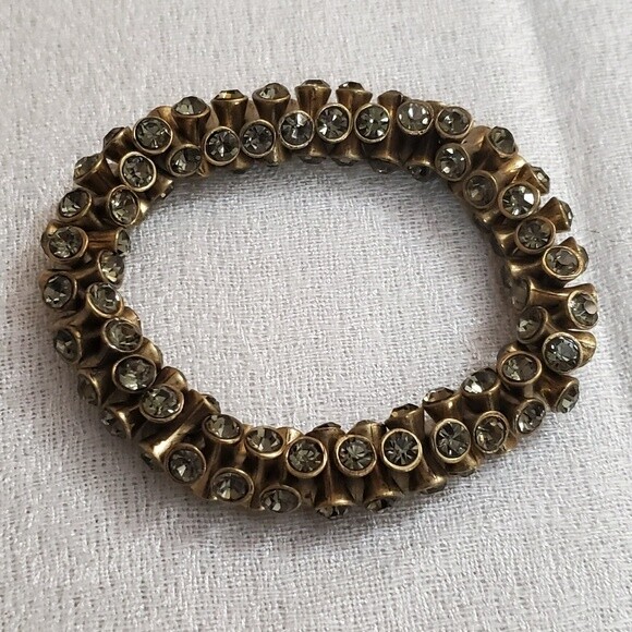 Ann Taylor Gold Rhinestone Stretch Bracelet #498