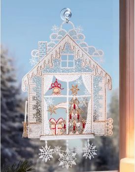 Fensterbild Plauener Spitze Fensterbild Plauener Spitze "Tannenbaum"