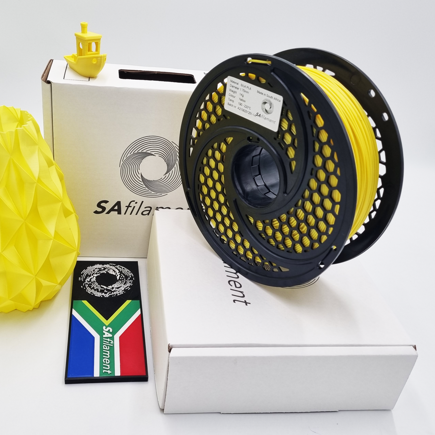 Yellow Silk PLA Filament, 1Kg, 1.75mm by SA Filament