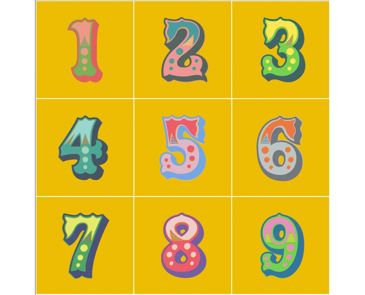 CUSHION COVER: circus carnival letters and numbers