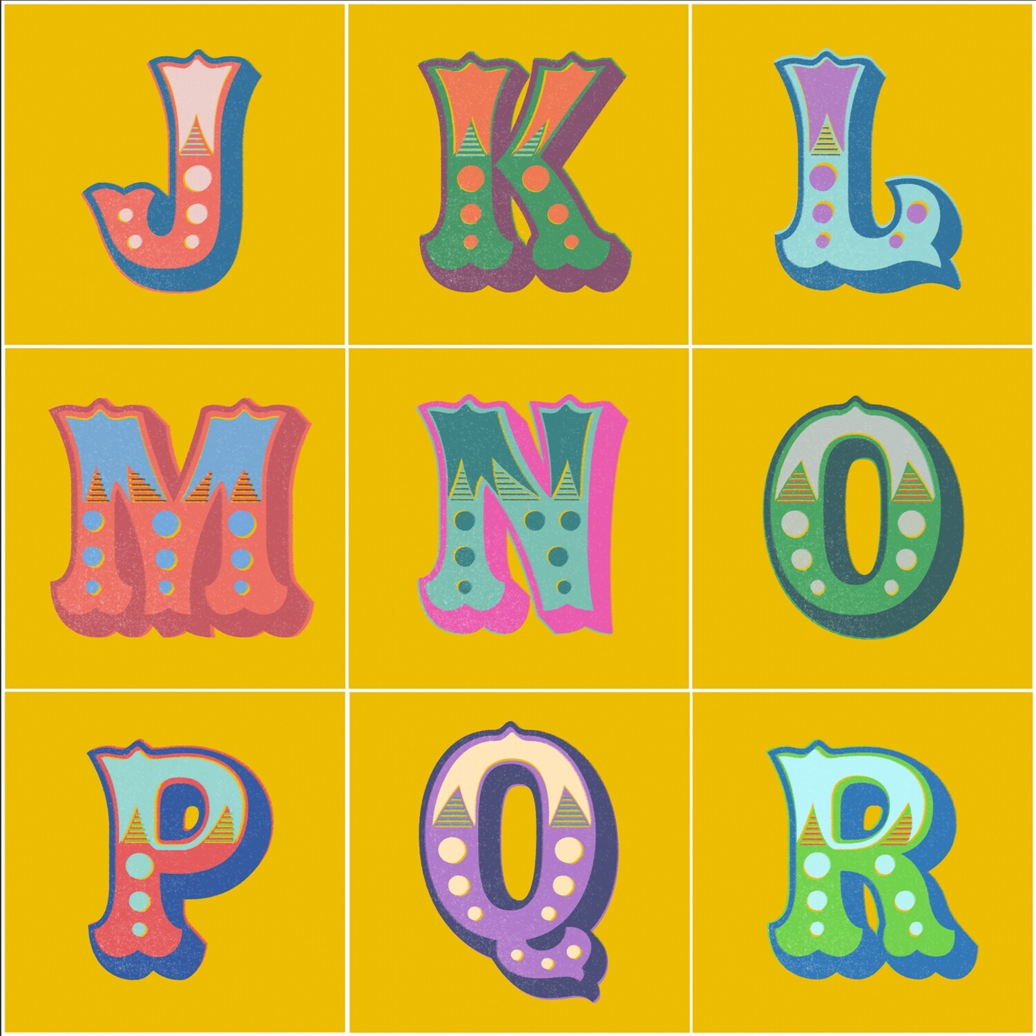 CUSHION COVER: circus carnival letters and numbers