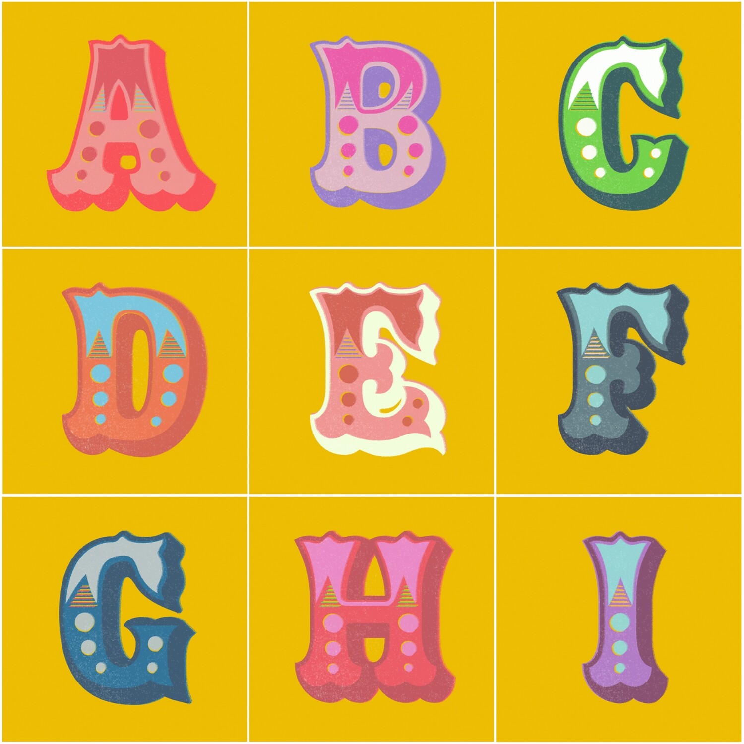CUSHION COVER: circus carnival letters and numbers