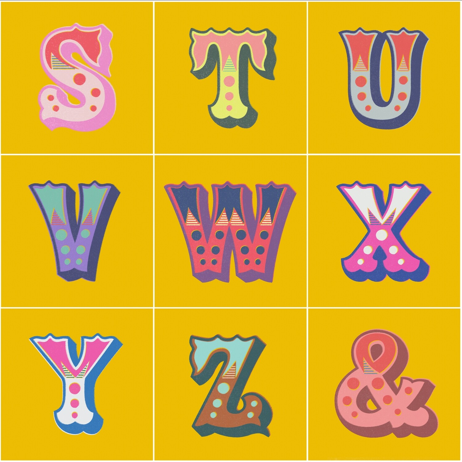 CUSHION COVER: circus carnival letters and numbers