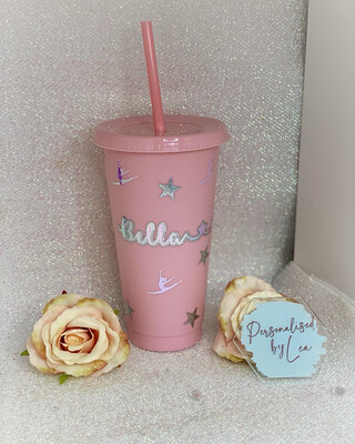 Pink Cold Cup With Straw