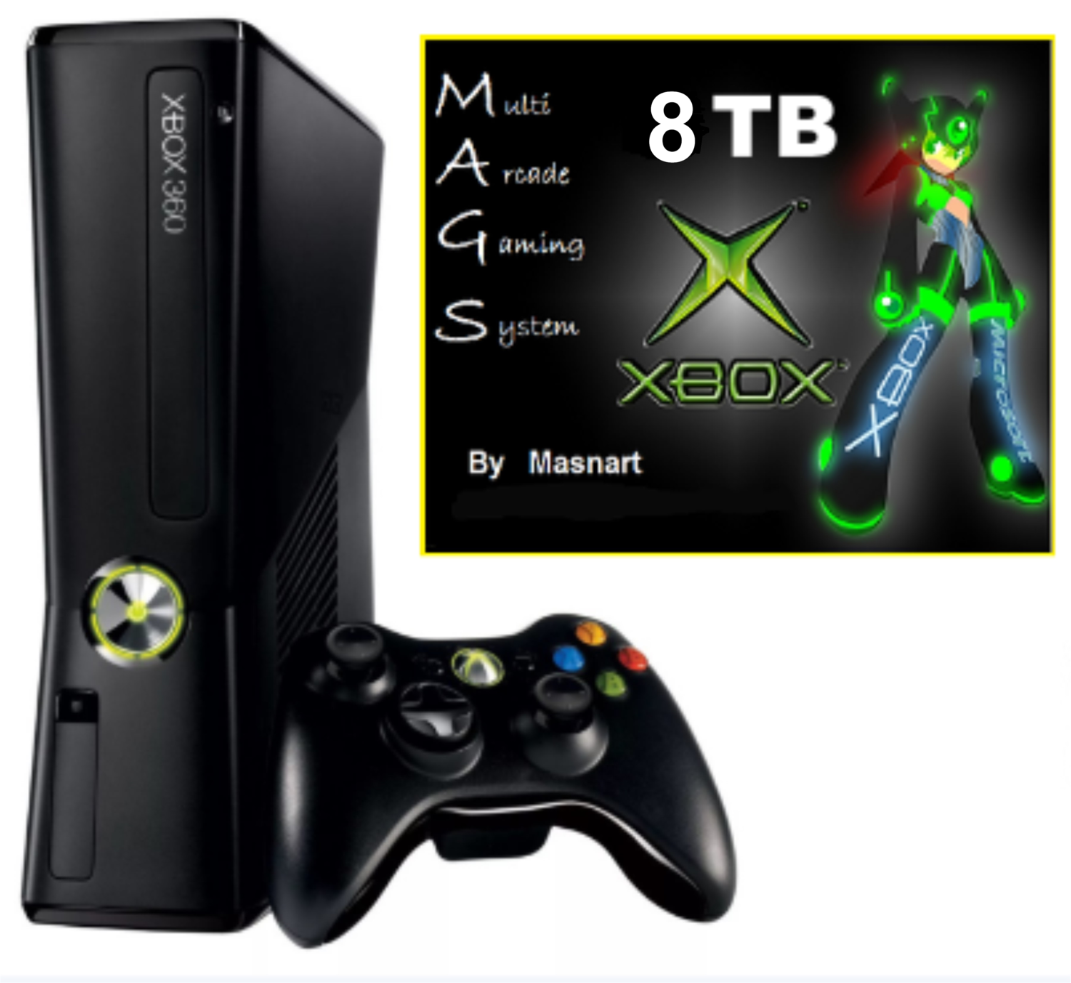 8TB Modded Xbox 360 Slim With Accessories And 100% Guarantee With A One  Year Warranty