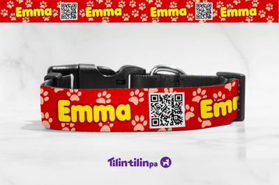 Collar Huellitas - Red