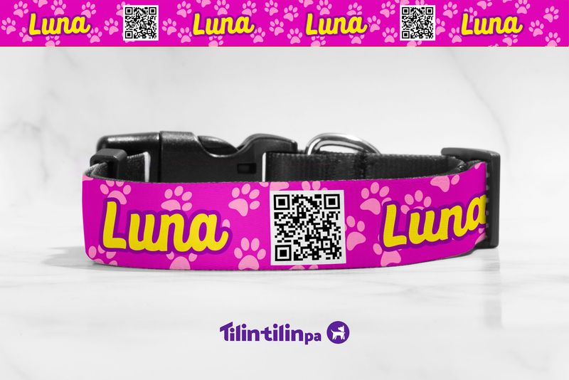 Collar Huellitas - Rosa