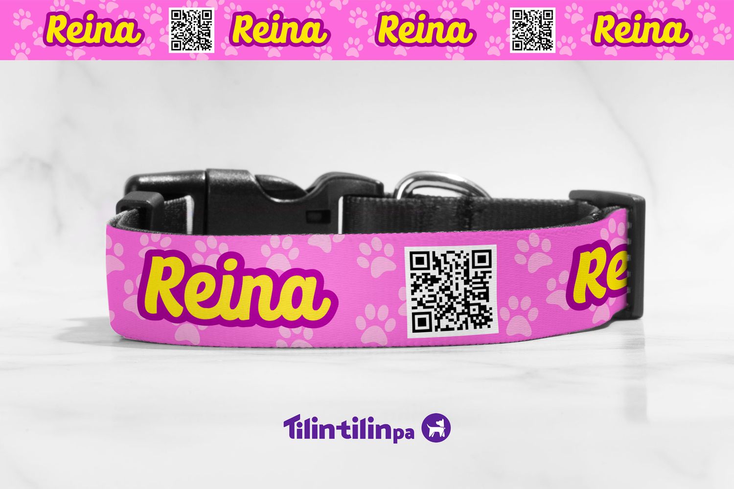 Collar Huellitas - Rosa