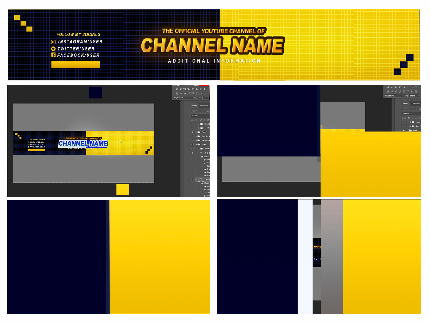 Youtube Channel Art Branding Kit Template Pack 3 - Boxed Up