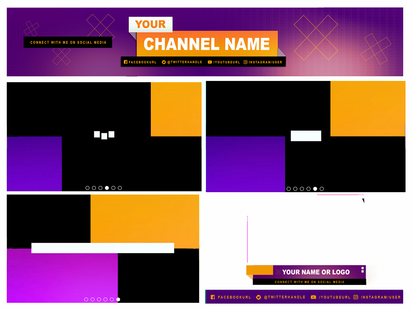 Youtube Channel Art Branding Kit Template Pack 10 - Kaleido