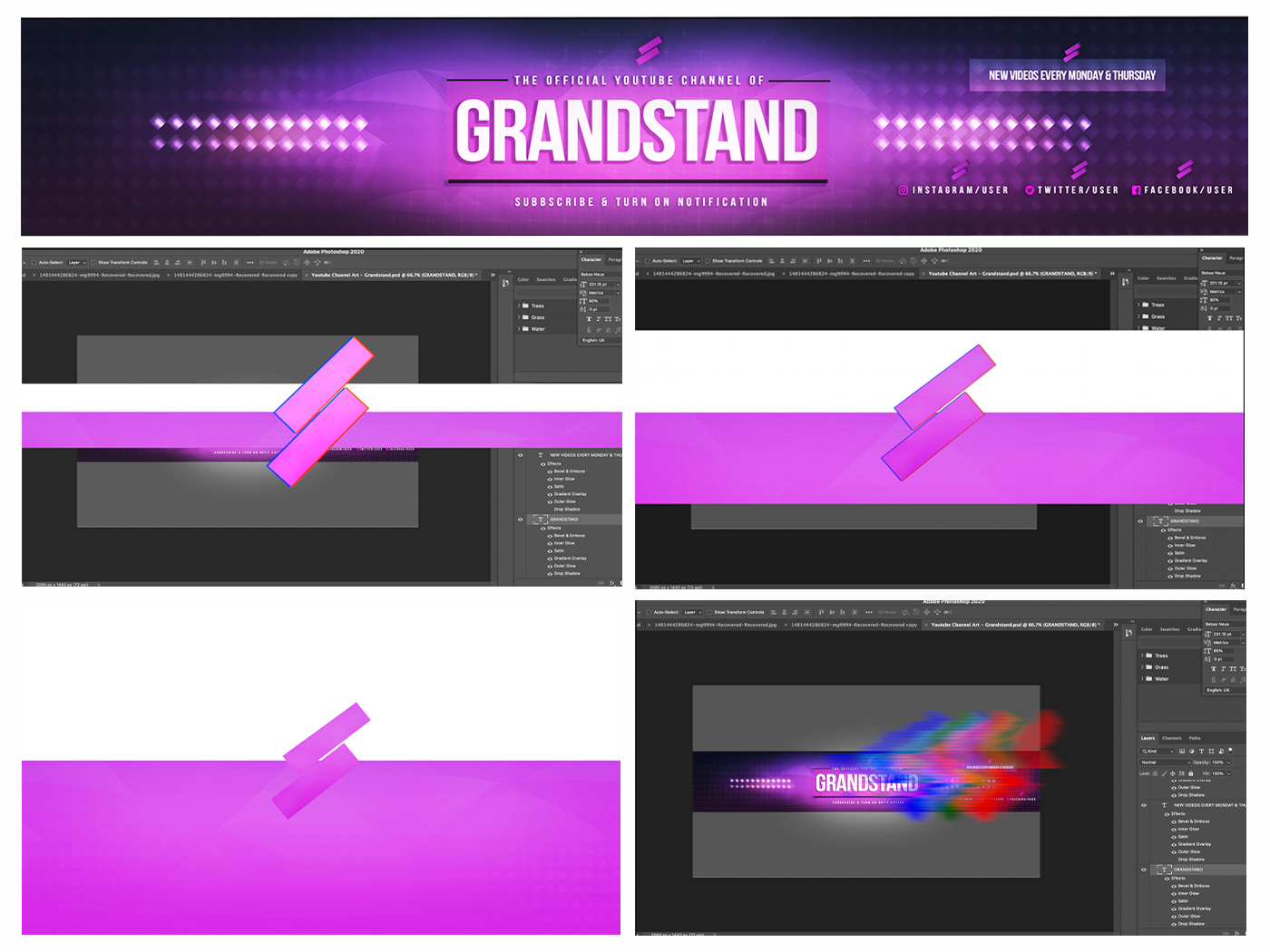 Youtube Channel Art Branding Kit Template Pack 9 - Grand Stand
