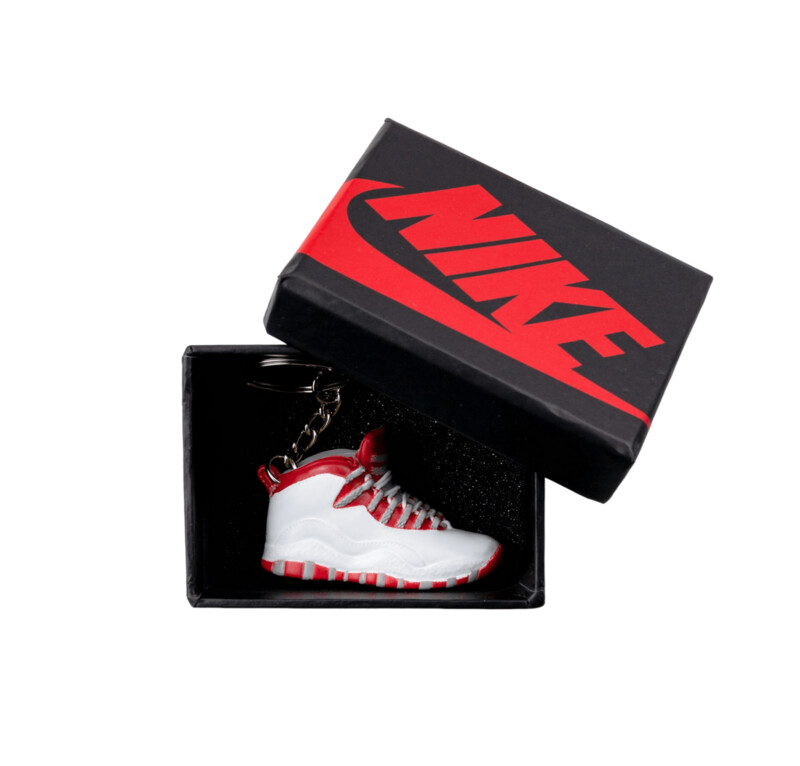 Air Jordan 10 3D mini sneaker keyring with giftbox(white/ red)