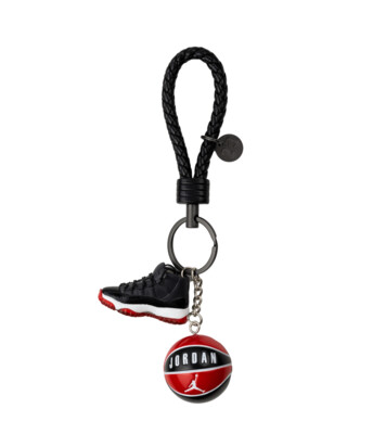 Air Jordan 11 3D mini sneaker keyring with basketball (black/ red)