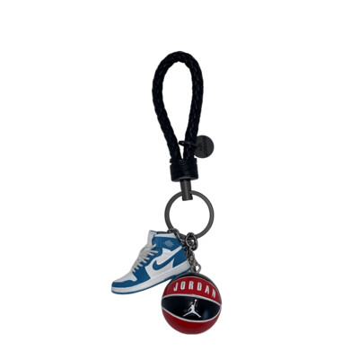 Air Jordan 1 3D mini sneaker keyring with basketball (white/ sky blue)