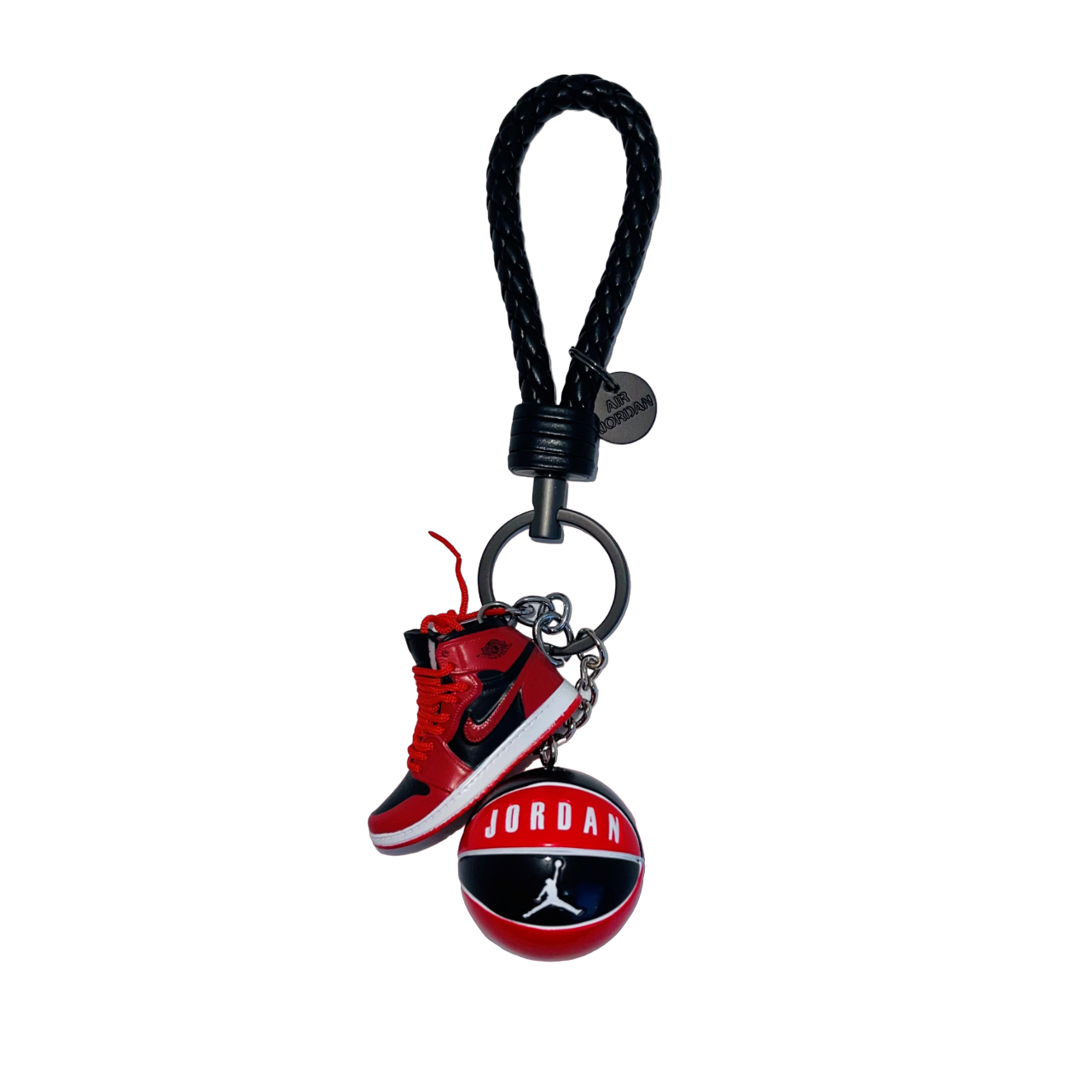 Air Jordan 1 3D mini sneaker keyring with basketball (Reverse Bred)