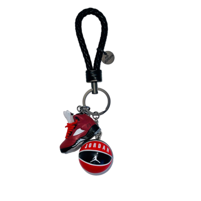 Air Jordan 5 3D mini sneaker keyring with basketball