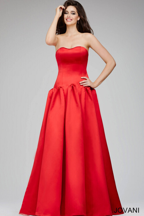 JOVANI 22708 RED STRAPLESS DRESS SIZE 4