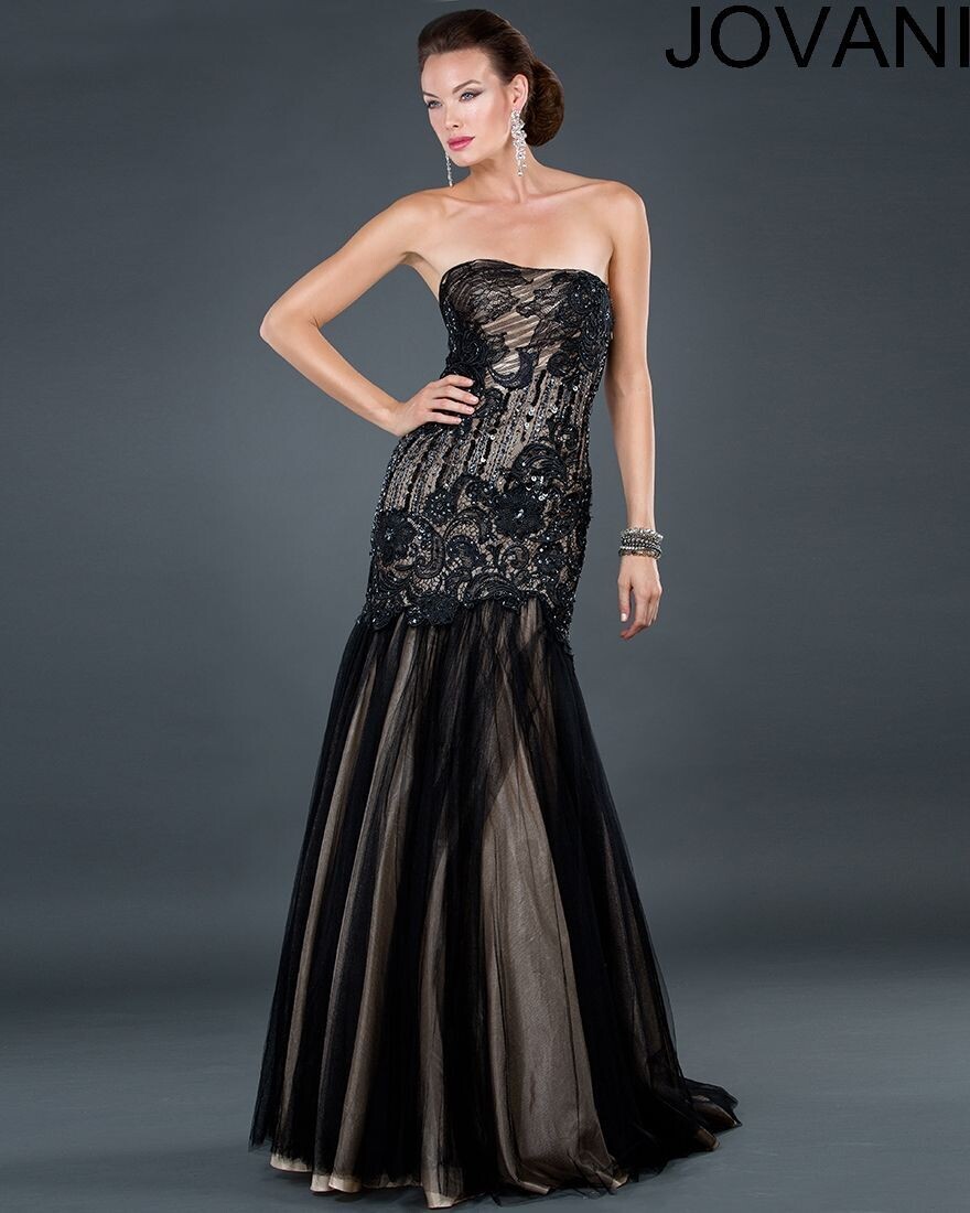 JOVANI BLK NUDE STRPLS 6305 SIZE 6