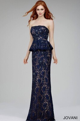 JOVANI NAVY PEPLUM 20790 SIZE 6