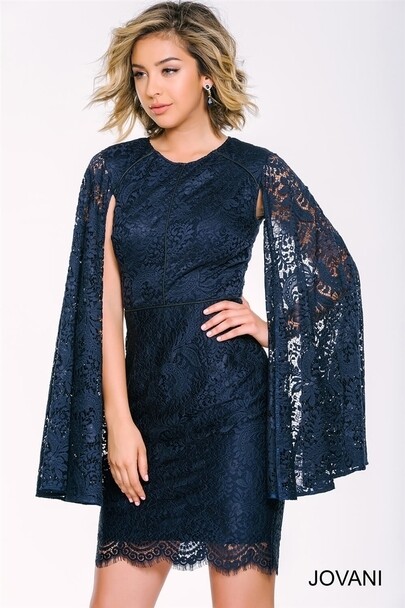 JOVANI MIDNIGHT CAPE SLEEV 34071 SIZE 18