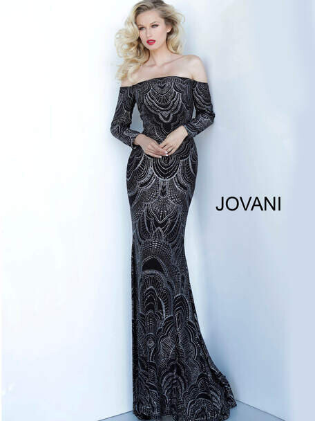 JOVANI BLACK OFF SHOULDER 3753 SIZE 10
