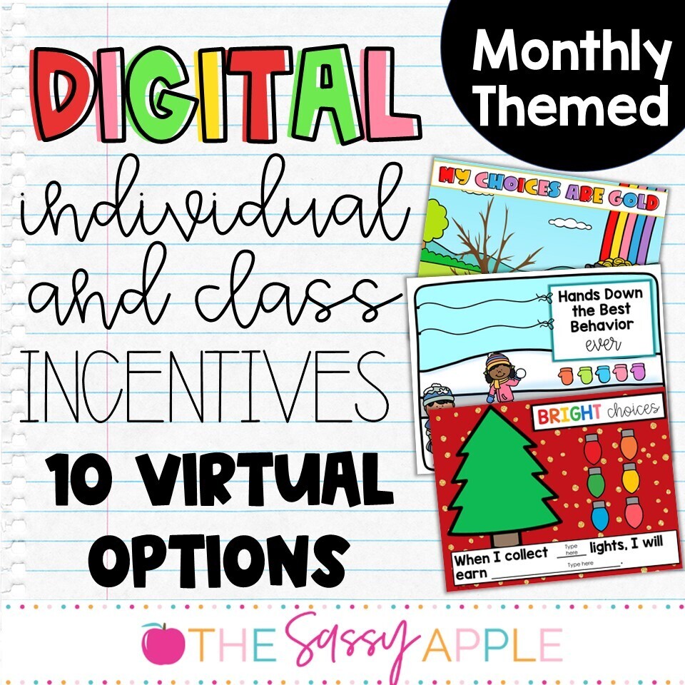 Digital Class Rewards Virtual Positive Behavior Class & Individual Monthly Theme