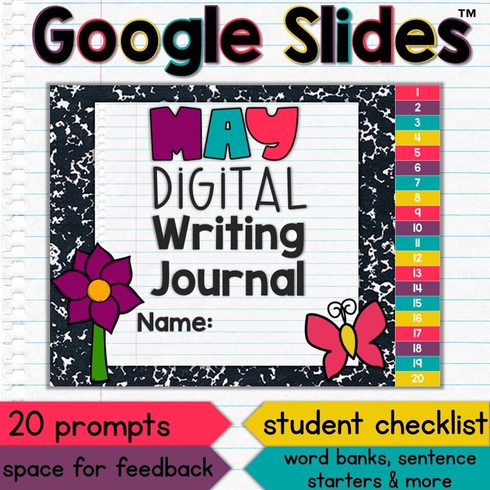 May Digital Writing Journal for Google Slides with Interactive Checklist