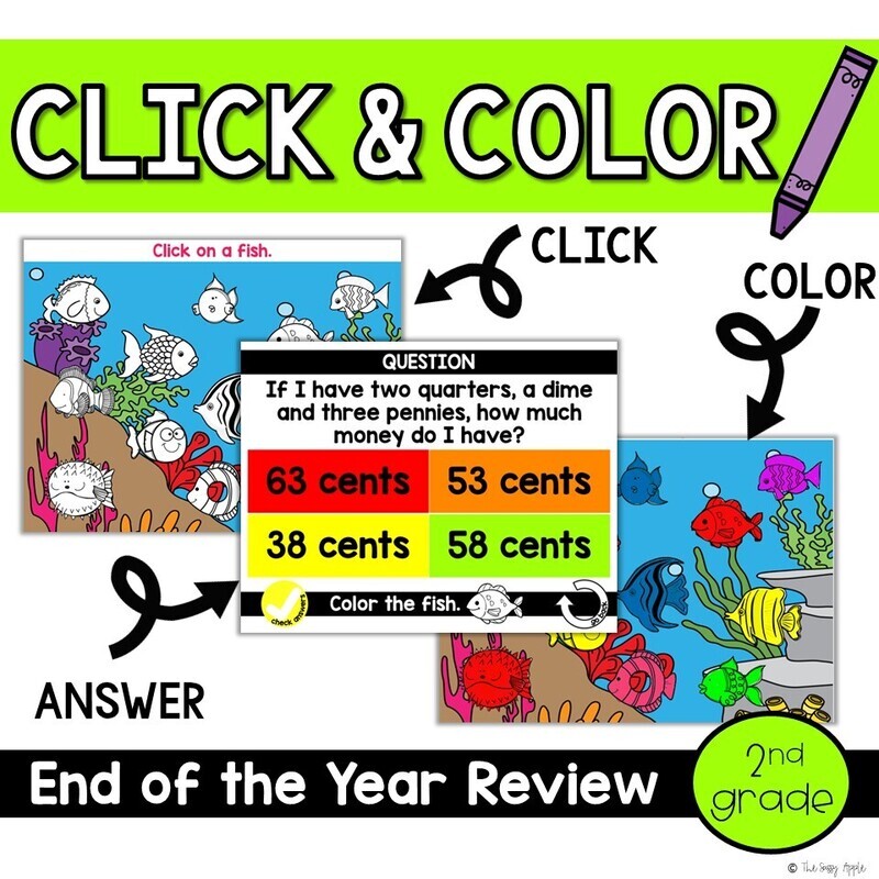 End of the Year Review for 2nd grade Questions Coloring Sheet