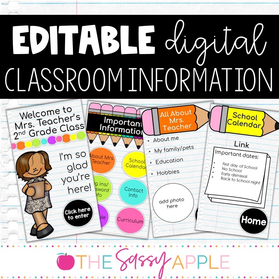 Editable Digital Class Info Meet the Teacher Google Slides