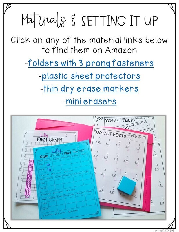 Subtraction Fact Fluency Fast Fact Folders