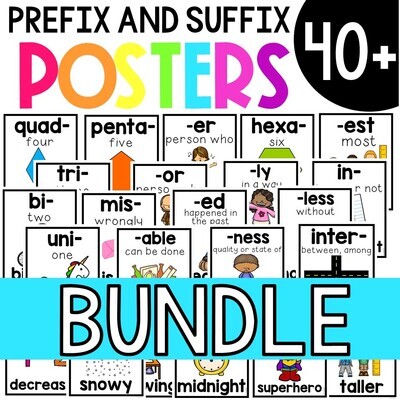40+ Prefixes and Suffixes Posters Reference Poster Bundle