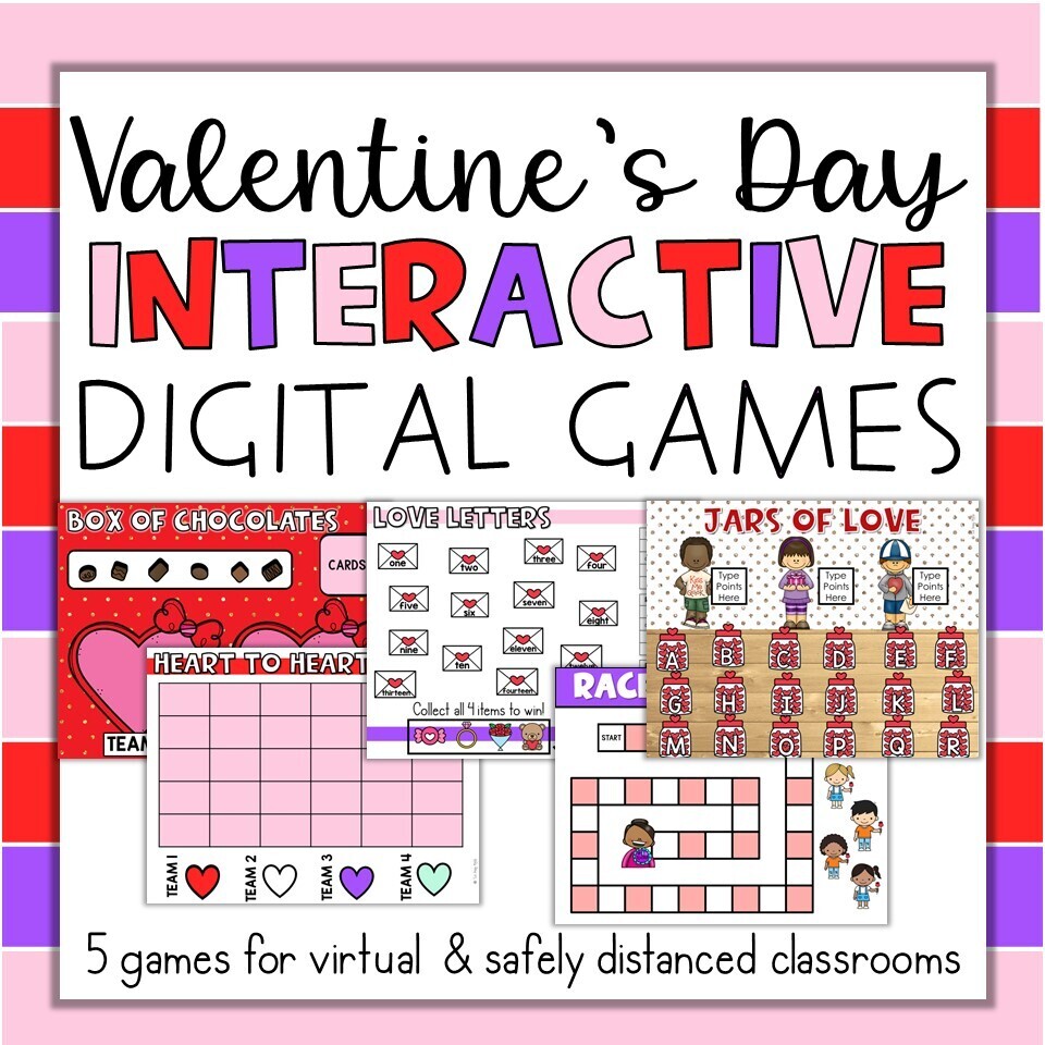 Valentine's Day Interactive Digital Games In Person or Virtual for ANY subject