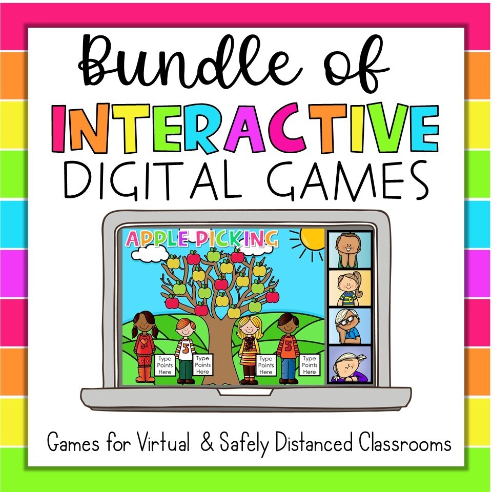 Interactive Digital Games Bundle Distance Learning Virtual Meeting Google Slides