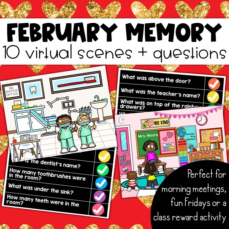 February Memory: 10 Virtual Rooms & Questions Morning Meetings Brain Breaks